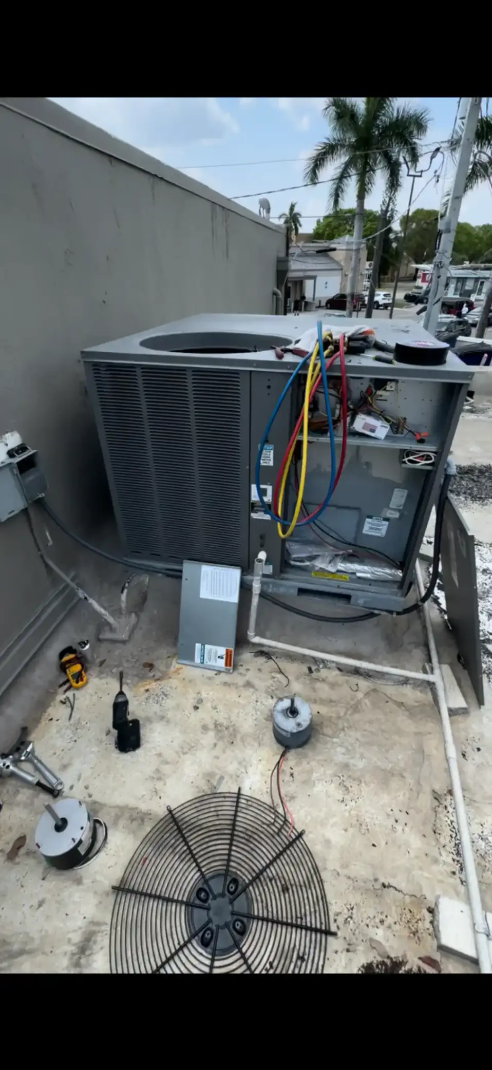 Outdoor AC unit under repair